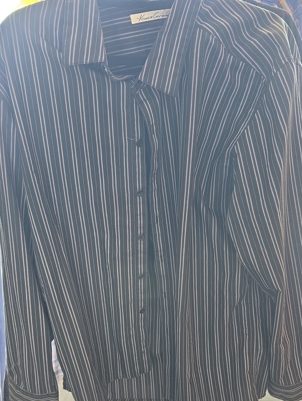 Kenneth Cole Black Shirt with White Pinstripes